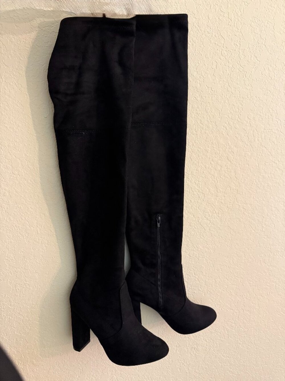 Black Over-The-Knee Block Heel Boots